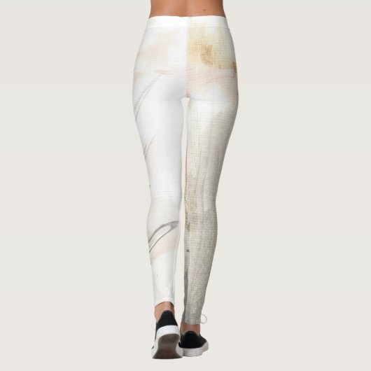 Abstracte roze goudkleurige kunst leggings (Achterkant)