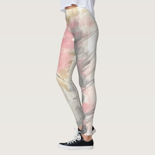Abstracte roze goudkleurige kunst leggings (Links)