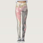 Abstracte roze goudkleurige kunst leggings (Voorkant)
