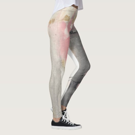 Abstracte roze goudkleurige kunst leggings (Rechts)