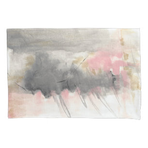 Abstracte roze goudkleurige, moderne geverfde kuns kussensloop