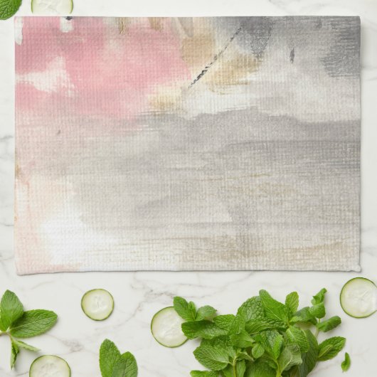 Abstracte roze goudkleurige moderne kunst theedoek (Gevouwen)