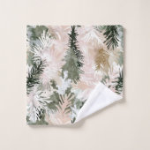 Abstracte roze groene kerstbomen bad handdoek (Wasdoekje)