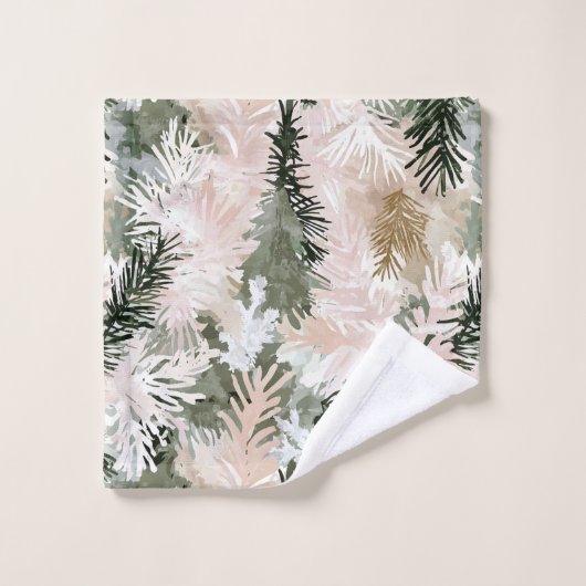 Abstracte roze groene kerstbomen bad handdoek (Wasdoekje)