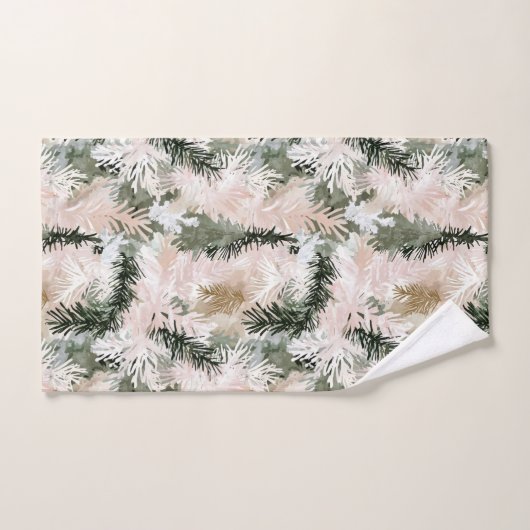 Abstracte roze groene kerstbomen bad handdoek (Handdoek)