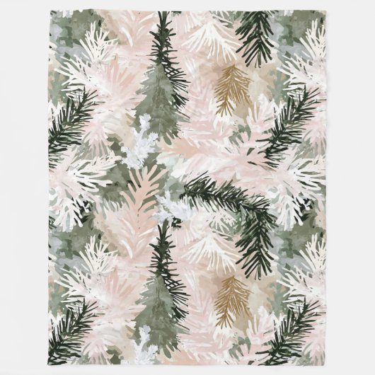 Abstracte roze groene kerstbomen fleece deken (Voorkant)