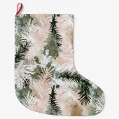 Abstracte roze groene kerstbomen grote kerstsok (Voorkant)