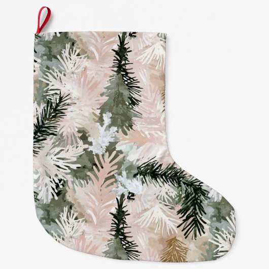 Abstracte roze groene kerstbomen grote kerstsok (Voorkant)
