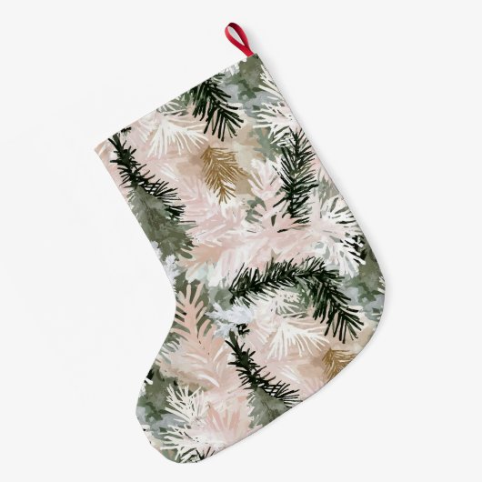 Abstracte roze groene kerstbomen grote kerstsok (Achterkant (Hangend))