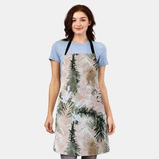 Abstracte roze groene kerstbomen schort (Gedragen)