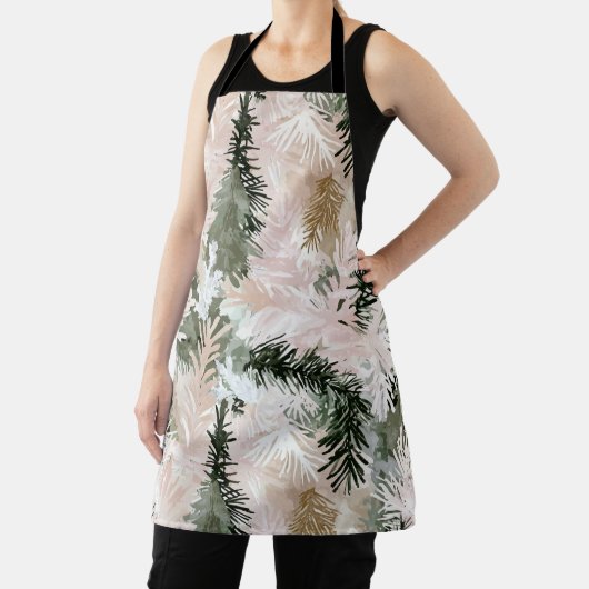 Abstracte roze groene kerstbomen schort (Insitu)