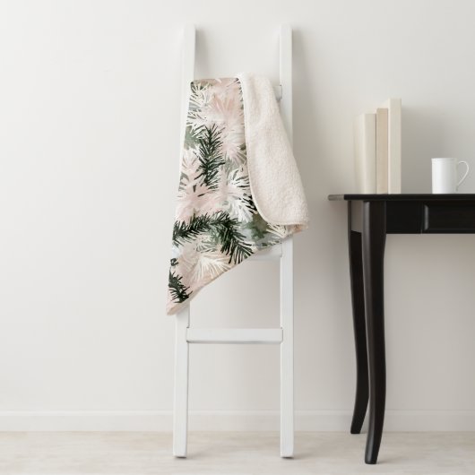 Abstracte roze groene kerstbomen sherpa deken (In situ)