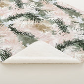 Abstracte roze groene kerstbomen sherpa deken (3/4)