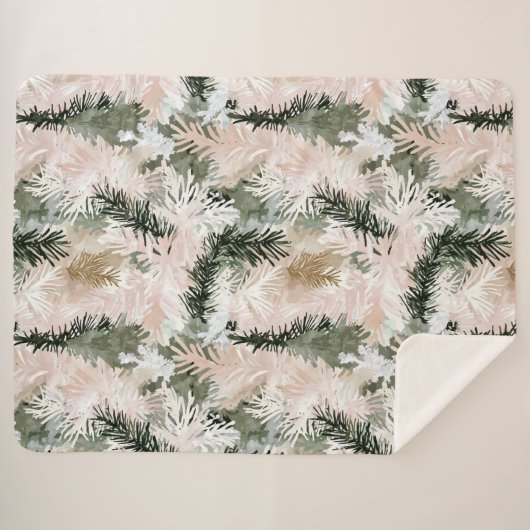 Abstracte roze groene kerstbomen sherpa deken (Voorkant (horizontaal))