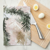 Abstracte roze groene kerstbomen theedoek (Quarter Fold)