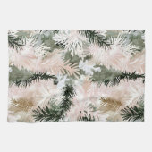 Abstracte roze groene kerstbomen theedoek (Horizontaal)