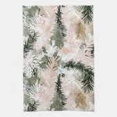 Abstracte roze groene kerstbomen theedoek (Verticaal)