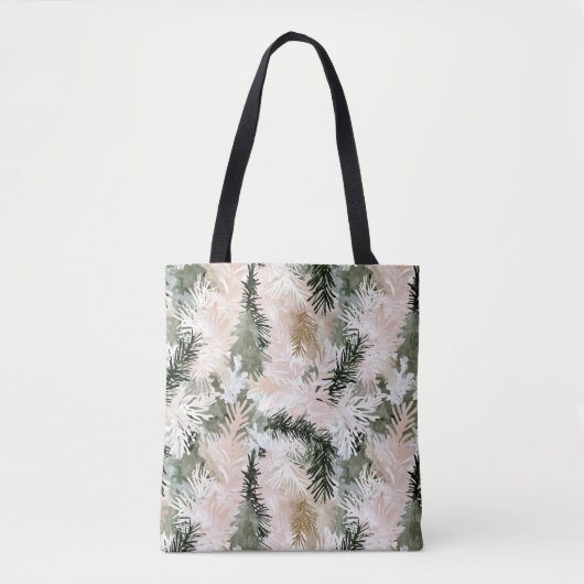 Abstracte roze groene kerstbomen tote bag (Voorkant)