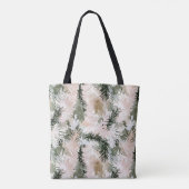 Abstracte roze groene kerstbomen tote bag (Achterkant)