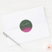 Abstracte roze groene Waterverf Gold Splatter Ronde Sticker (Envelop)