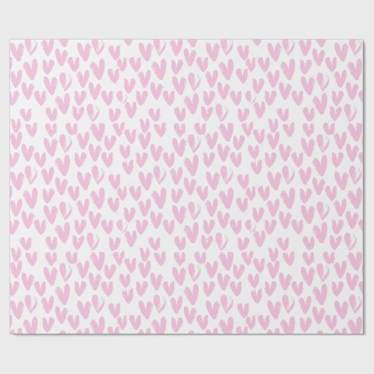 Abstracte roze harten op wit cadeaupapier (Vlak)