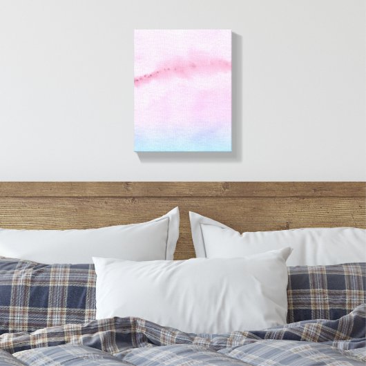 Abstracte Roze Horizon Waterverf Landschapskunst Canvas Afdruk (Insitu (Slaapkamer))