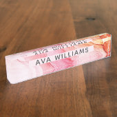 Abstracte roze inktlegant naambordje (Zijkant)