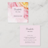 Abstracte roze inktverf legant vierkante visitekaartje (Voorkant / Achterkant)