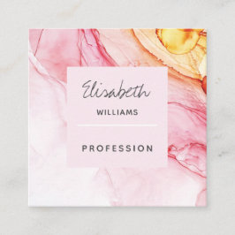 Abstracte roze inktverf legant vierkante visitekaartje