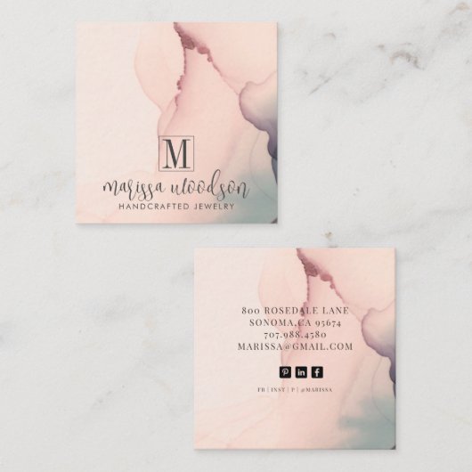 Abstracte roze juwelenvormer Display Kaart Vierkante Visitekaartje (Voorkant / Achterkant)