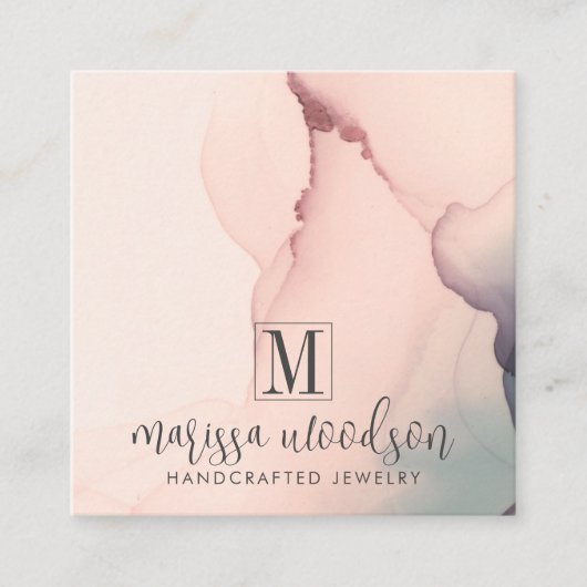 Abstracte roze juwelenvormer Display Kaart Vierkante Visitekaartje (Voorkant)