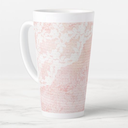 Abstracte roze kalligrafienaam in het patroon latte mok (Linkerhoek)