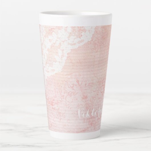 Abstracte roze kalligrafienaam in het patroon latte mok (Voorkant)