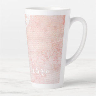 Abstracte roze kalligrafienaam in het patroon latte mok