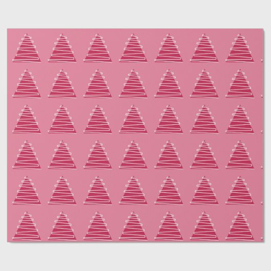 Abstracte roze kerstbomen op roze cadeaupapier (Vlak)