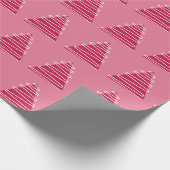 Abstracte roze kerstbomen op roze cadeaupapier (Hoek)