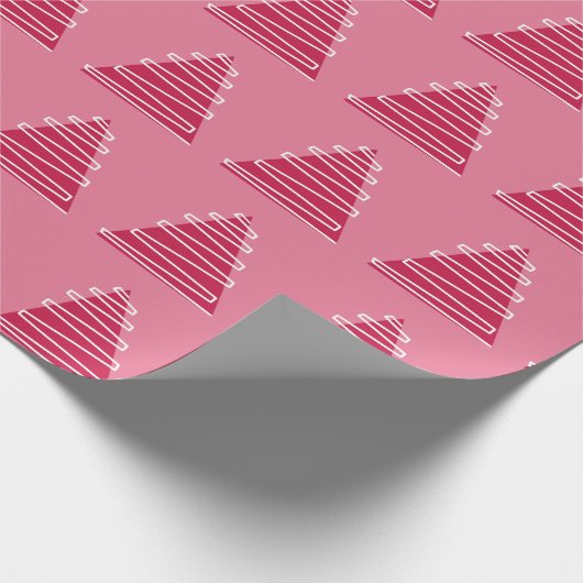 Abstracte roze kerstbomen op roze cadeaupapier (Hoek)
