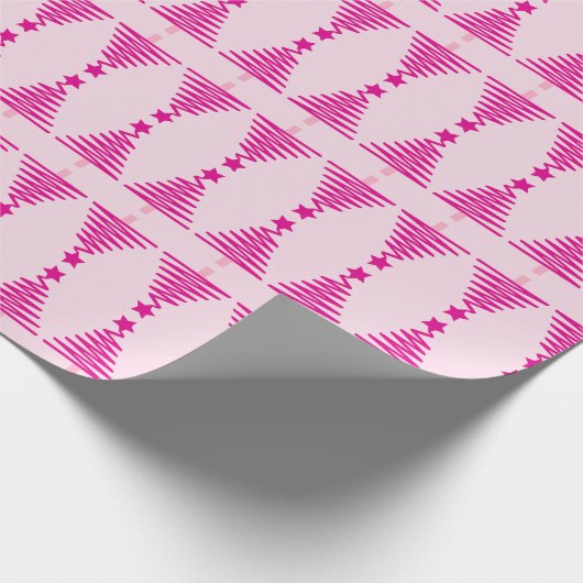 Abstracte roze kerstboom cadeaupapier (Hoek)