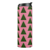 Abstracte roze kerstboom thermische tumbler thermosbeker (Gedraaid links)