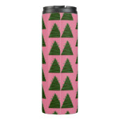 Abstracte roze kerstboom thermische tumbler thermosbeker (Achterkant)