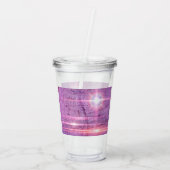 Abstracte roze lichtvlokken acryl drinkbeker (Achterkant)