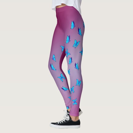 Abstracte Roze Maan en Vlinders Leggings (Links)