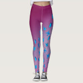 Abstracte Roze Maan en Vlinders Leggings (Voorkant)
