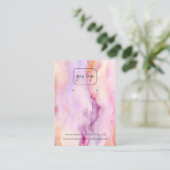 Abstracte Roze Marmeren Oorbellen Display QR Code  Visitekaartje (Staand voorkant)