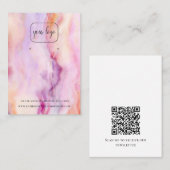 Abstracte Roze Marmeren Oorbellen Display QR Code  Visitekaartje (Voorkant / Achterkant)