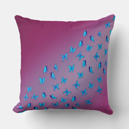 Abstracte Roze Moonbeams en Vlinders Kussen (Voorkant)