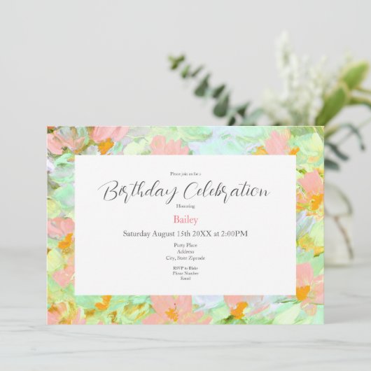 Abstracte roze oppies kaart (Staand voorkant)