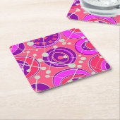 Abstracte, roze & oranje geoshape design kartonnen onderzetters (Schuin)