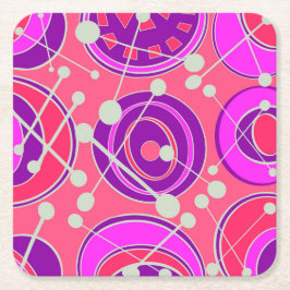 Abstracte, roze & oranje geoshape design kartonnen onderzetters