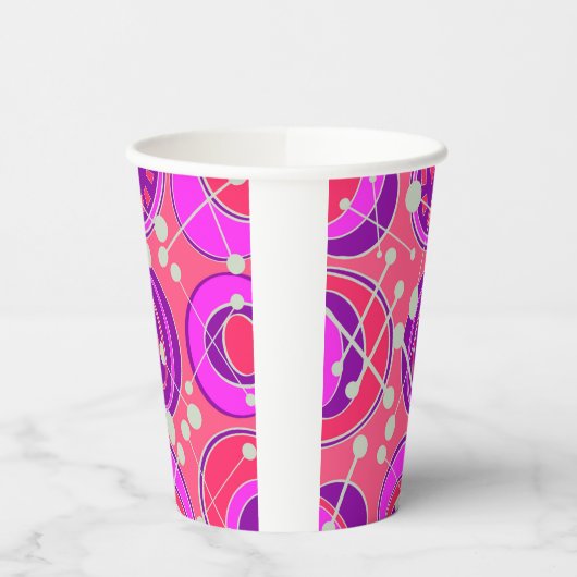 Abstracte, roze & oranje geoshape design papieren bekers (Links)